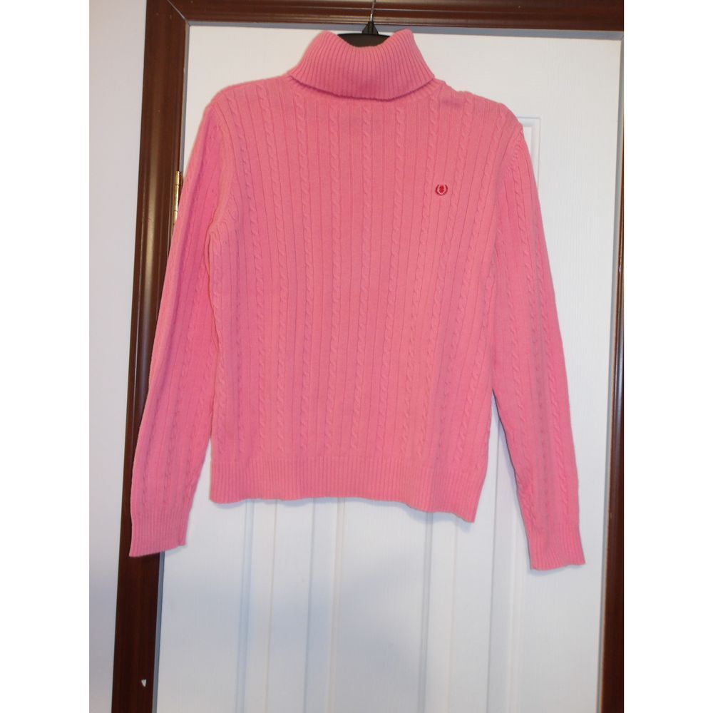 IZOD Pink Cable Knit Turtleneck Sweater Classic Preppy Long‎ Sleeve L